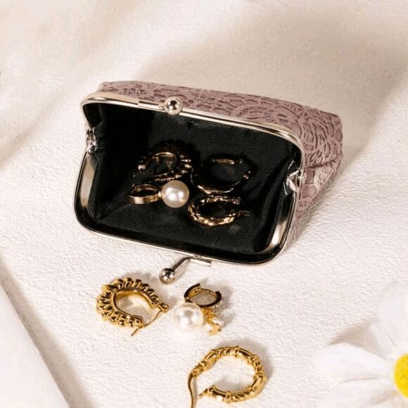 2/$21 *Brand New* Ladies Embroidered Pinkish Purple Coin Purse - Picture 3 of 5